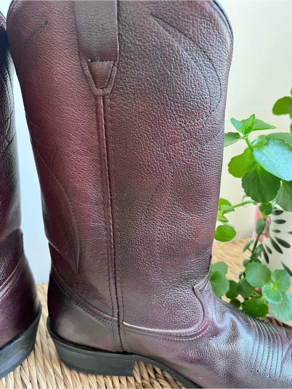 Vintage Dingo Dark Maroon Leather Cowboy Boots Size 10.5 Style Style 15923 - Picture 9 of 14